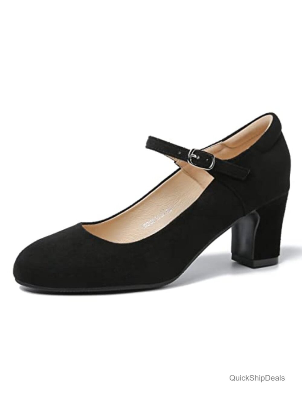 Mary Jane Pumps Block Heel Round Toe Instep Strap Dress Shoes